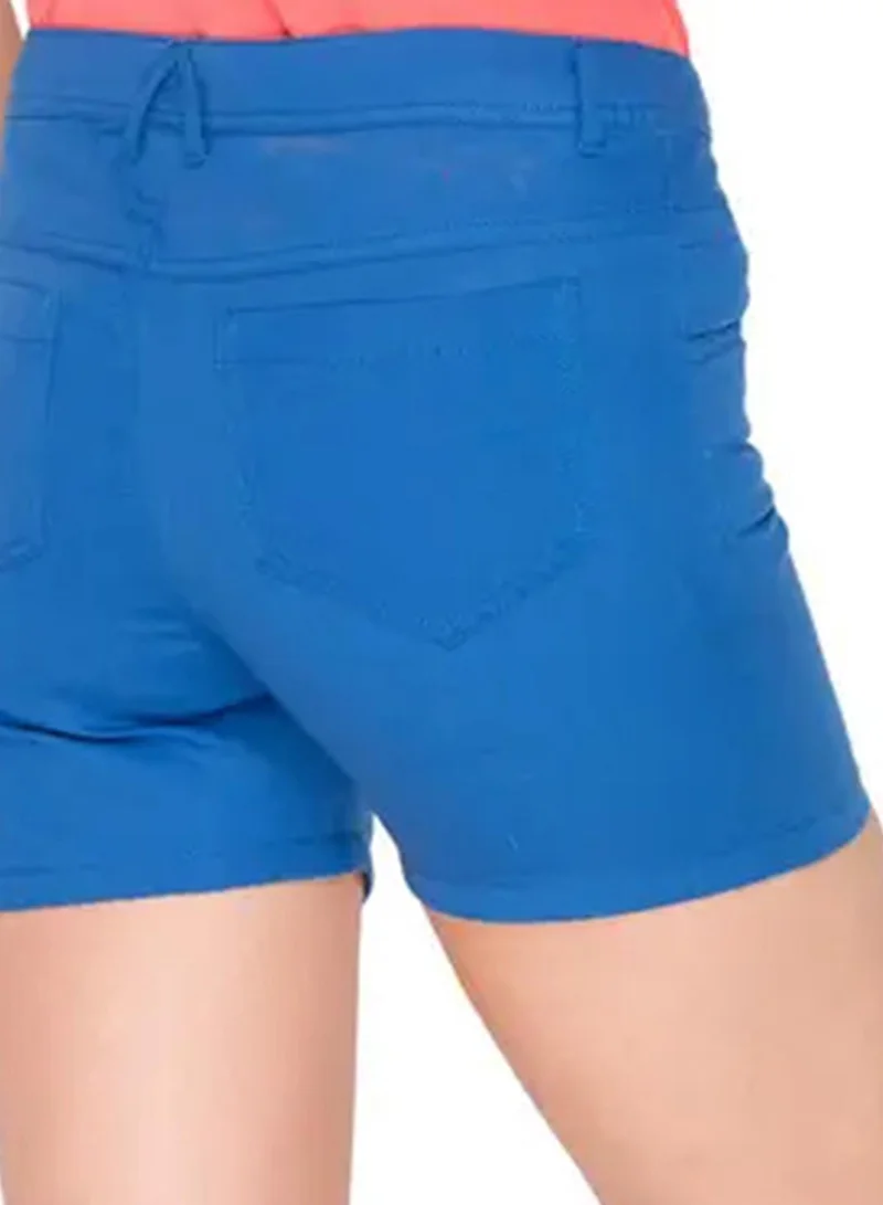Campus Sutra Women's Azure Blue Solid Twill Shorts