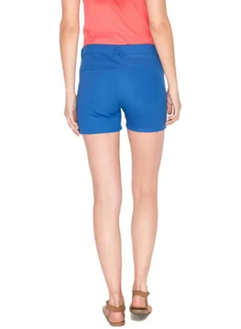 Campus Sutra Women's Azure Blue Solid Twill Shorts