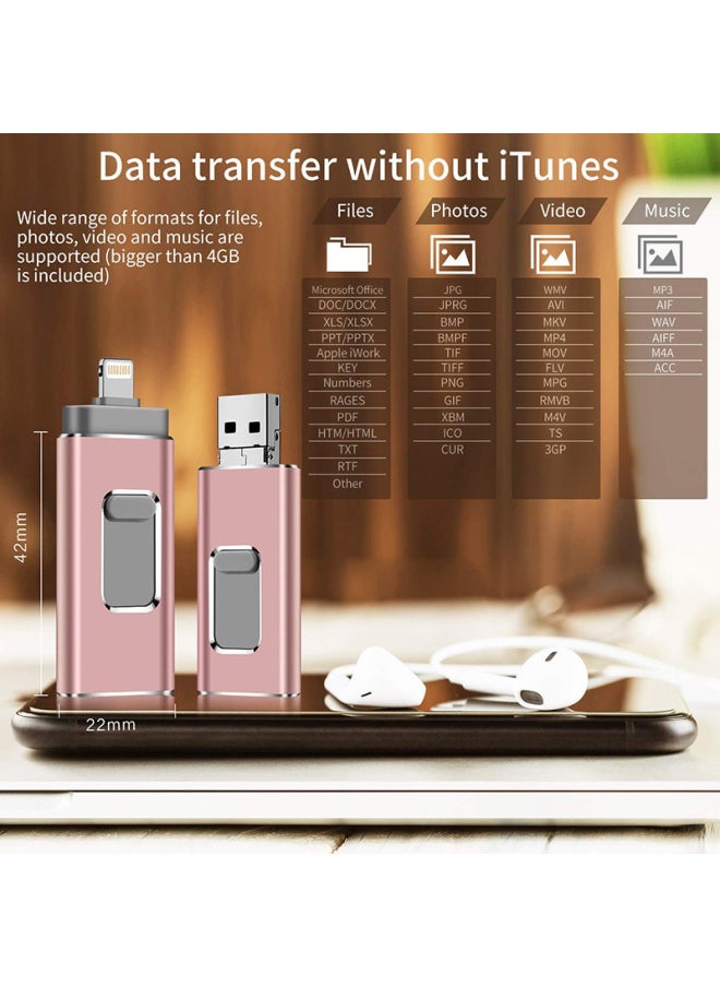 قرص U للهاتف المحمول 4 في 1 3 في 1 لهاتف Apple Android Typec USB متعدد الوظائف هدية 1T 128g-اللون: أربعة في واحد سعة ذهبية: 64GB 1T [يمكن ملاحظة السعة الأخرى]]  - Image 2