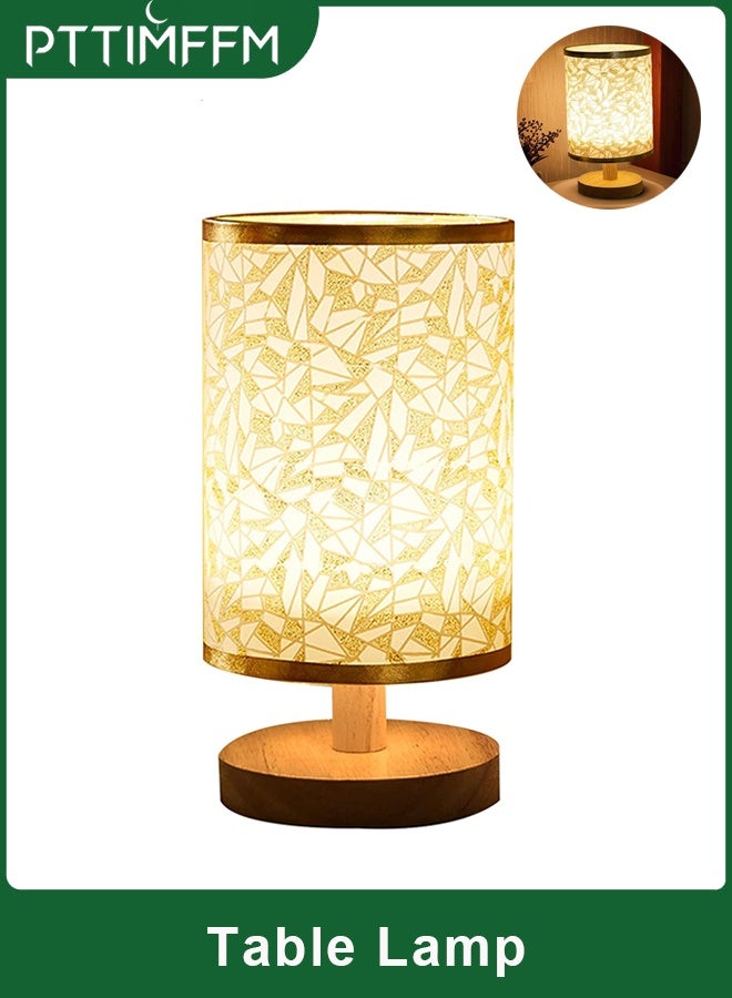 بتيمفم مصباح طاولة من القماش مزود بمنفذ USB وقاعدة خشبية، وغطاء كتان عصري، وإضاءة LED قابلة للتعديل لغرفة النوم، وغرفة المعيشة، والمكتب - Image 1