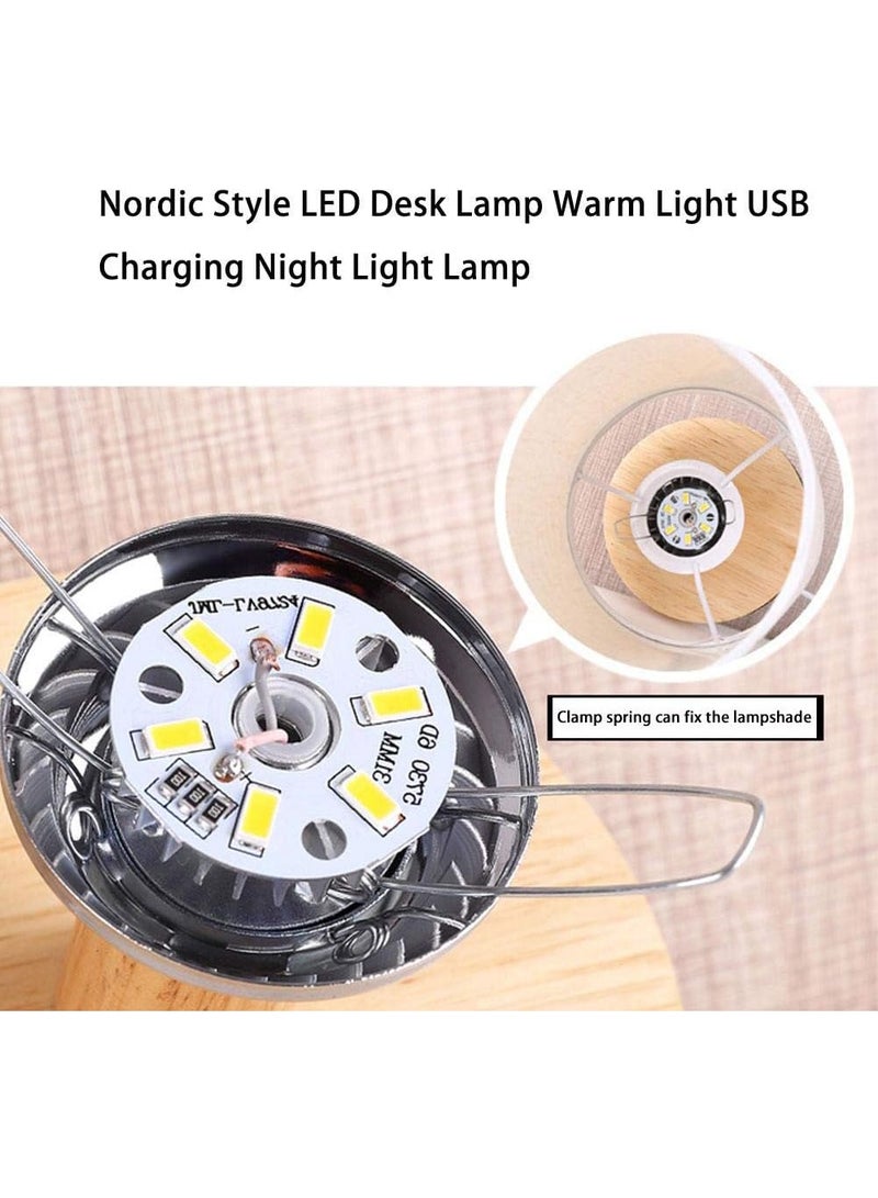 بتيمفم مصباح طاولة من القماش مزود بمنفذ USB وقاعدة خشبية، وغطاء كتان عصري، وإضاءة LED قابلة للتعديل لغرفة النوم، وغرفة المعيشة، والمكتب - Image 2
