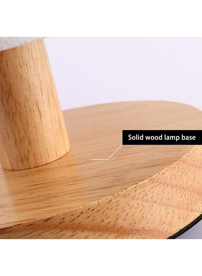 بتيمفم مصباح طاولة من القماش مزود بمنفذ USB وقاعدة خشبية، وغطاء كتان عصري، وإضاءة LED قابلة للتعديل لغرفة النوم، وغرفة المعيشة، والمكتب - Image 3