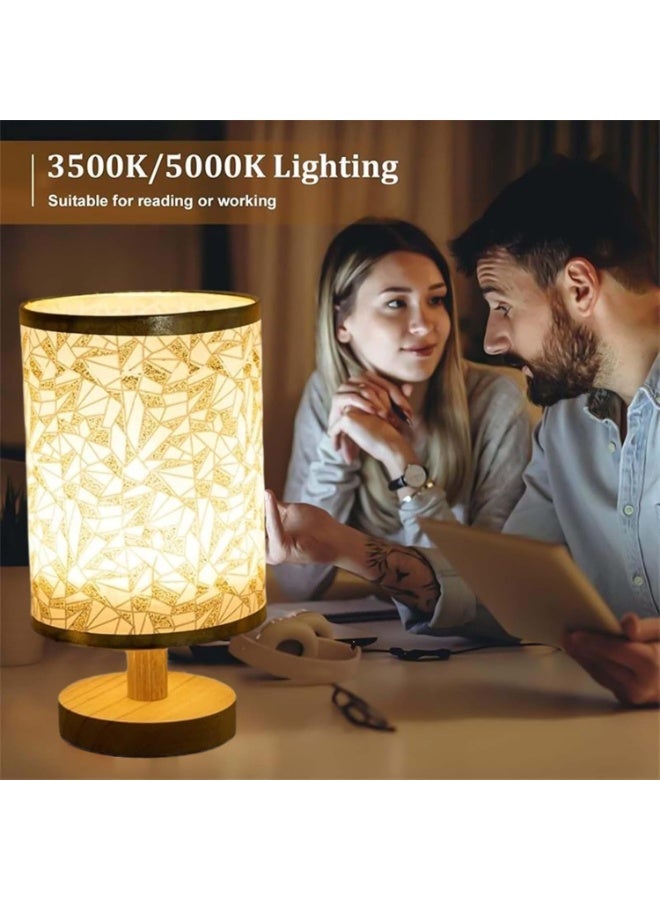 بتيمفم مصباح طاولة من القماش مزود بمنفذ USB وقاعدة خشبية، وغطاء كتان عصري، وإضاءة LED قابلة للتعديل لغرفة النوم، وغرفة المعيشة، والمكتب - Image 5