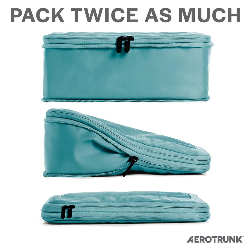 Aerotrunk Compression Packing Cubes for Travel - Luggage Organizer Bags - Double Zipper Packing Cubes for Suitcases (6-Pack, Teal) - Image 2