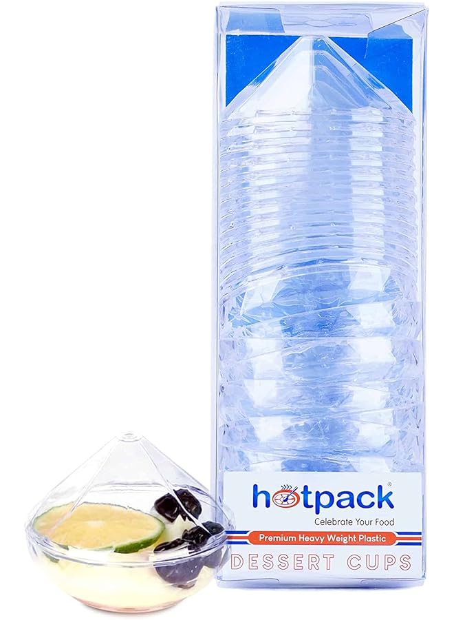 Hotpack Heavy Weight Clear Plastic Dessert Cups 12 Pieces