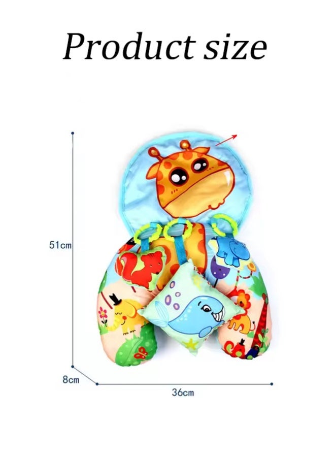 Vinnatsu Tummy Time Toys & Pillow Set for 0-3 Years Baby Head Pillow,Baby Play Pillow with 2 Bells and 1 Pendant Babies and Toddler Bedding Color High Contrast Baby Toys Gifts for Babies and Toddlers(Multicolor) - Image 3