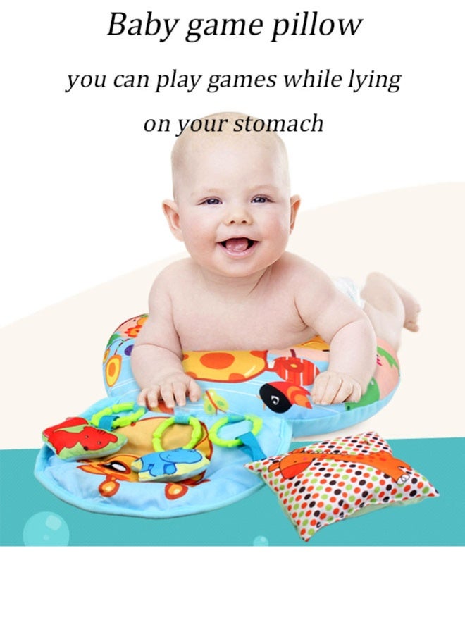 Vinnatsu Tummy Time Toys & Pillow Set for 0-3 Years Baby Head Pillow,Baby Play Pillow with 2 Bells and 1 Pendant Babies and Toddler Bedding Color High Contrast Baby Toys Gifts for Babies and Toddlers(Multicolor) - Image 2