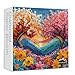 PICKFORU Diamond Plant Floral Puzzles for Adults 1000 Pieces PICKFORU Colorful Cherry Blossom Jigsaw Puzzles Quilling Paper Art Difficult Challenging Nature Mountain Scene Theme as House Decor - Image 2