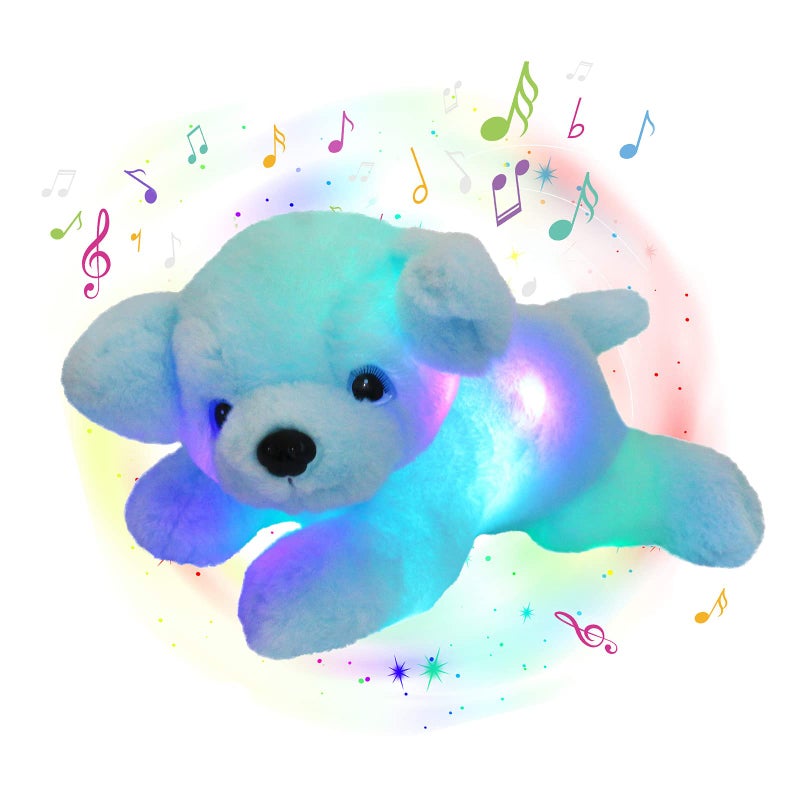 Glow Guards 15 Blue Musical Dog Plush Soft Stuffed Animal Puppy with LED Night Lights Christmas Childrens Day Birthday Gifts for Toddler Kids - Image 2