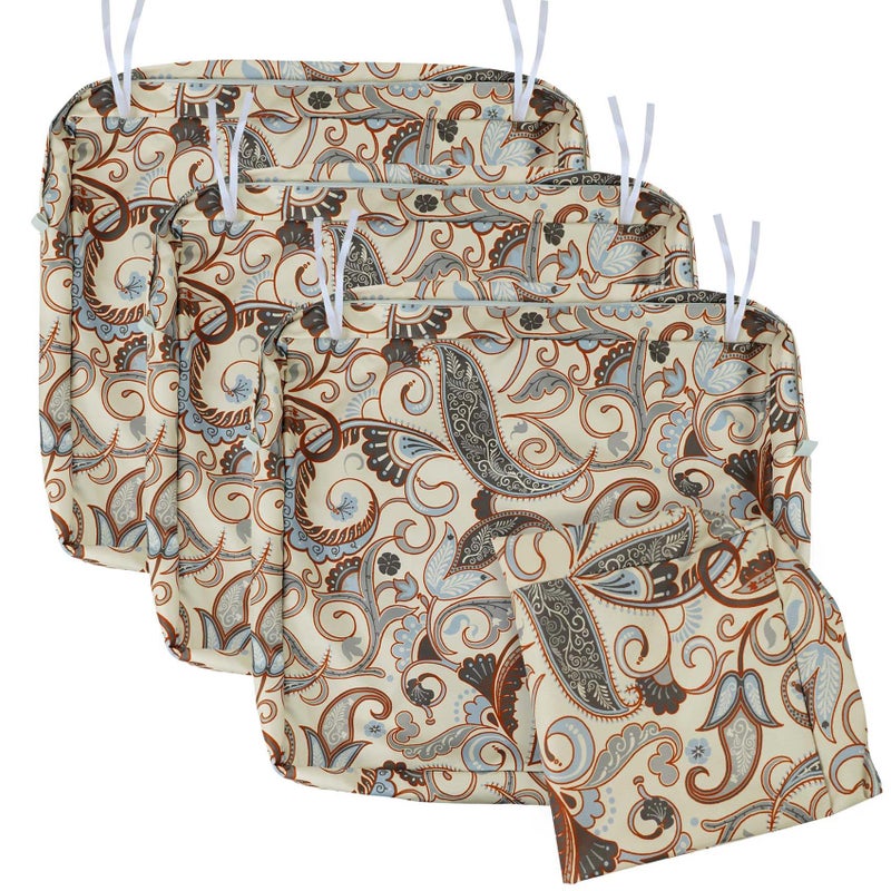 NettyPro Patio Chair Seat Cushion Covers Set 4, Waterproof Outdoor Furniture Cushion Slipcovers with Zipper and Tie, 21 x 19 x 3 Inch, Replacement Cover Only, Vintage - Image 1
