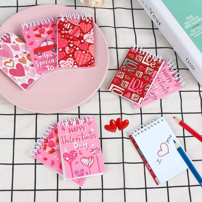 CCINEE 24 Pack Mini Valentine's Day Notepads, Assorted Heart Spiral Notebooks for Valentine's Day Class School Gift Exchange Goodie Bag Stuffers Filler Supplies - Image 5