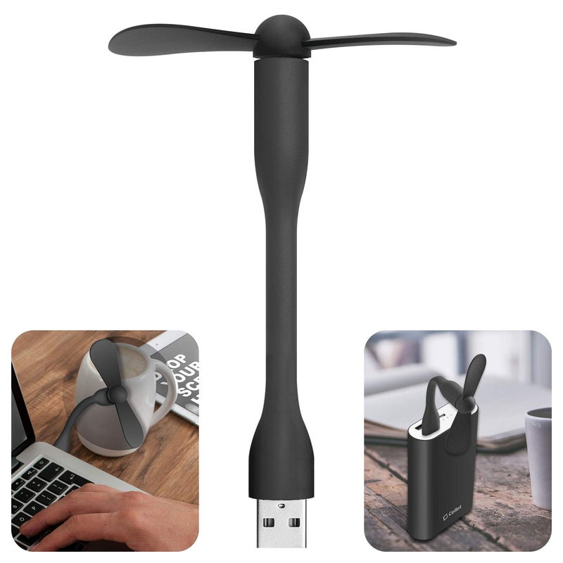 cellet CELLET Mini USB Cooling Fan with Adjusting Neck Compatible with All USB OUTPUTS NotebookDESKTOPSLAPTOPSPower Banks ECT Silent Motor Voltage 5 VPower 1W Desk Fan for at Home OR ON The GO 