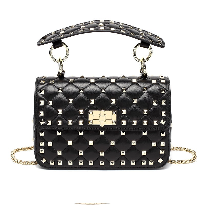 2021 New Fashion Chain Bag Sheepskin Rivet Small Square Bag Handbag Shoulder Leather Women'S Bag Guangzhou Source - Image 3