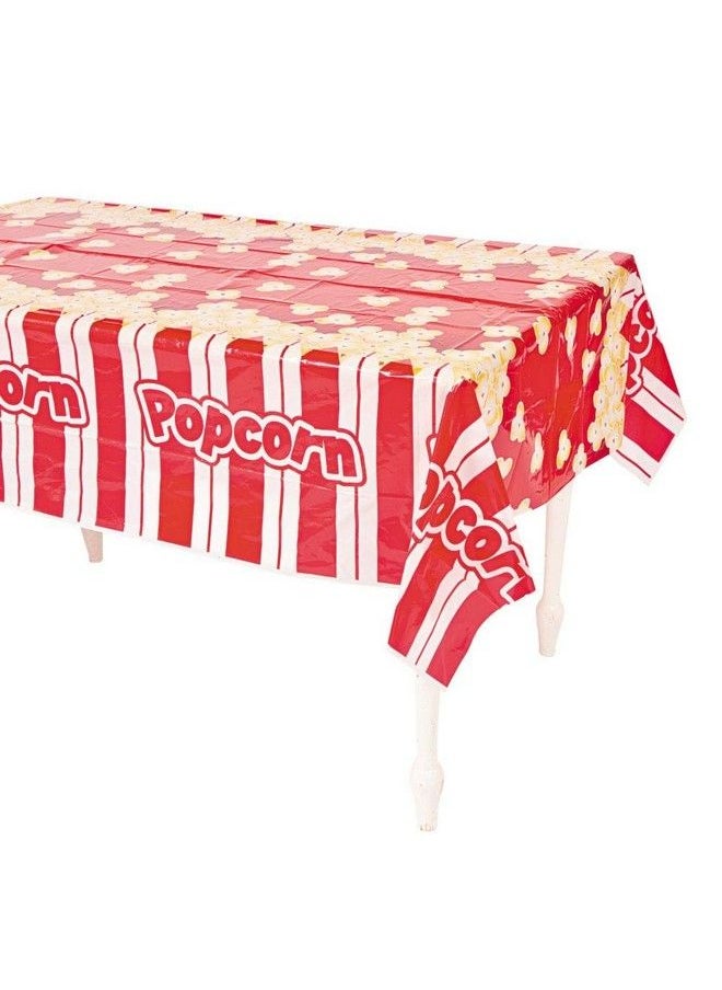 Fun Express Popcorn Plastic Tablecloth Disposable Party Supplies 1 Piece  - Image 1