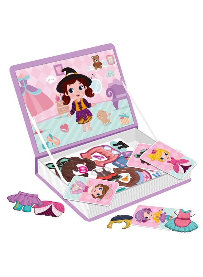 Animal World Magnetic Puzzle Book Transportation Tool Children's Early Education Magnetic Puzzle Book Changing Magnet Book Toy-Color:Magnetic Puzzle Book-boy Dress-up Series - Image 4