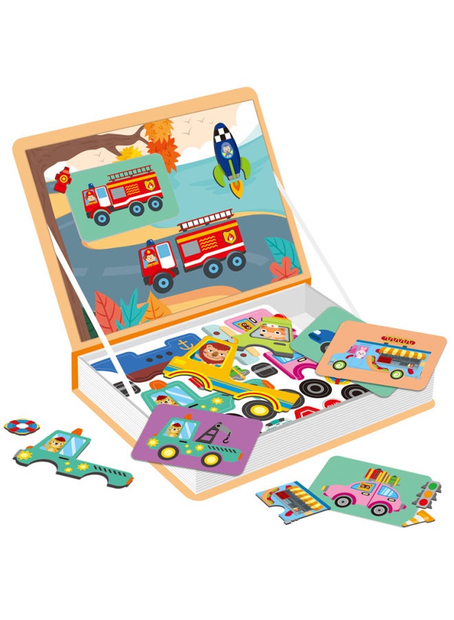 Animal World Magnetic Puzzle Book Transportation Tool Children's Early Education Magnetic Puzzle Book Changing Magnet Book Toy-Color:Magnetic Puzzle Book-boy Dress-up Series - Image 5