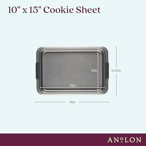 Anolon Advanced Nonstick Bakeware with Grips, Nonstick Cookie Sheet / Baking Sheet - 10 Inch x 15 Inch, Gray - Image 3