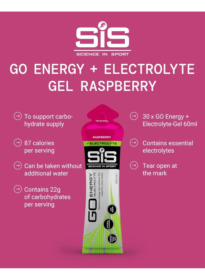 Science in Sport GO Energy + Electrolyte Gels – Raspberry, 30 x 60ml, 22g Carbohydrates Per Sachet, Added Sodium, Potassium & Magnesium, Energy & Hydration Support, Endurance Fuel for Sports & Training - Image 5