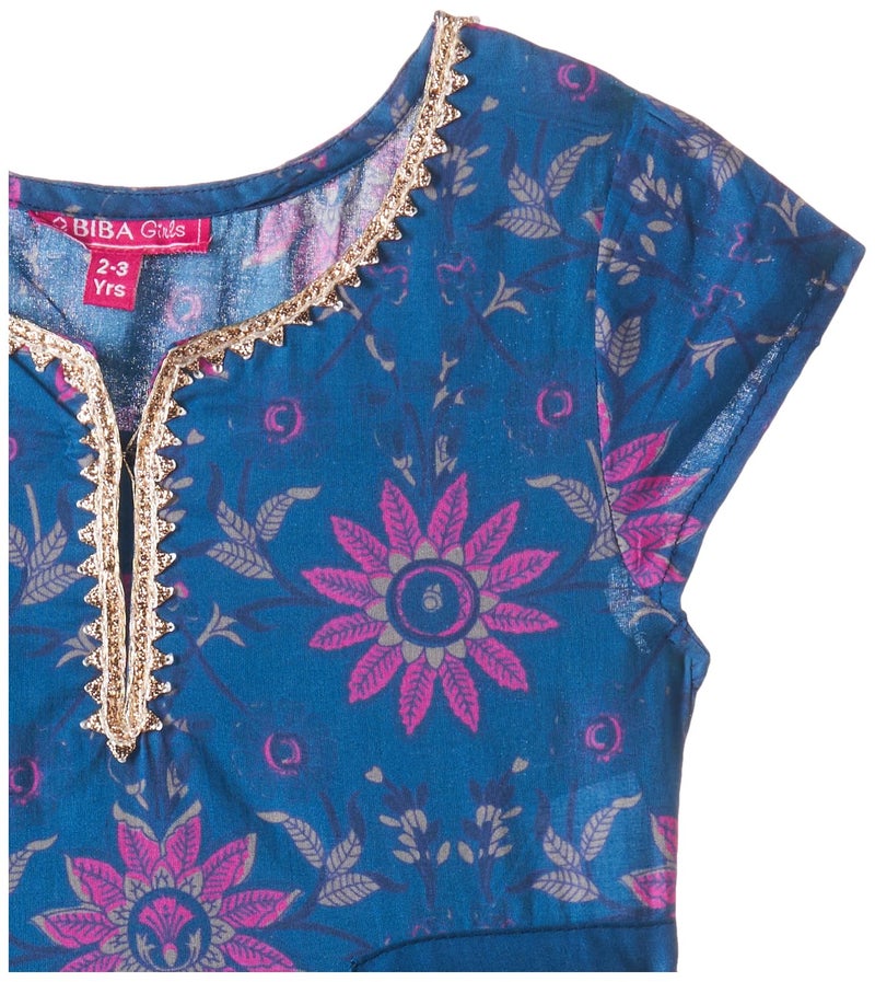 Biba Girls Blue Cotton Flared Printed Suit Set_14-15Y - Image 3