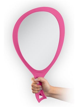 Zadro Zadro Salon Professional Extra Large Hand Mirror with Handle, 10" W x 19" L, Multi-Purpose Oval Handheld Mirror with New Distortion-Free Reflection (1, Bright Pink, Large (Pack of 1)) 