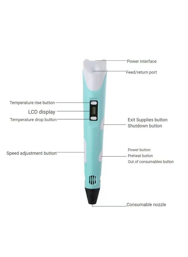 3د الطباعة القلم مع سرعة قابل للتعديل ودرجة الحرارة (أوسب التوصيل) الأزرق - Image 3