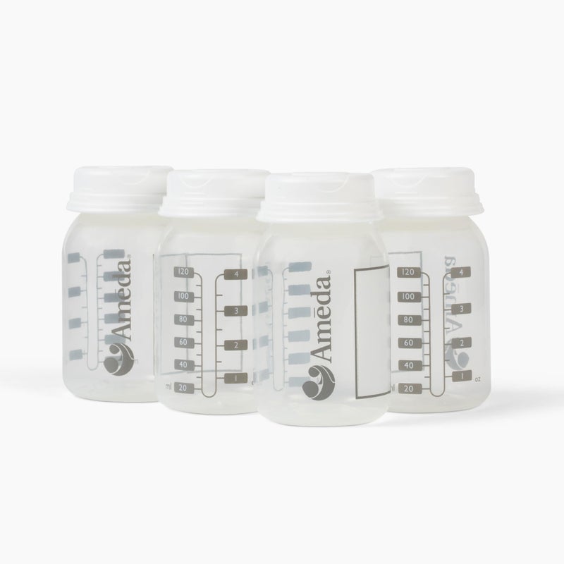 Ameda Ameda Breastmilk Storage Bottles with LockTight Cap 44 Ounce Breast Milk Storage Containers for Fridge 4 Count Breastmilk Storage Bag Alternative Breastfeeding Supplies