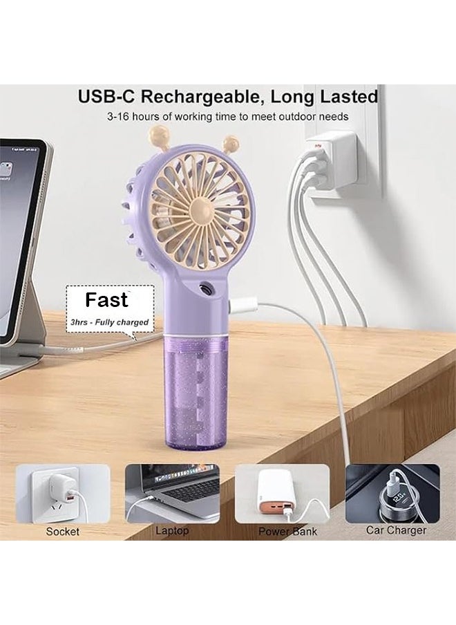 meayul - Portable Handheld Fan, Handheld Fan with Water Mist Spray 4 Speeds Rechargeable Mini Fan Mist Fan Personal Small Hand Fan for Office Home Travel Outdoor - Image 1