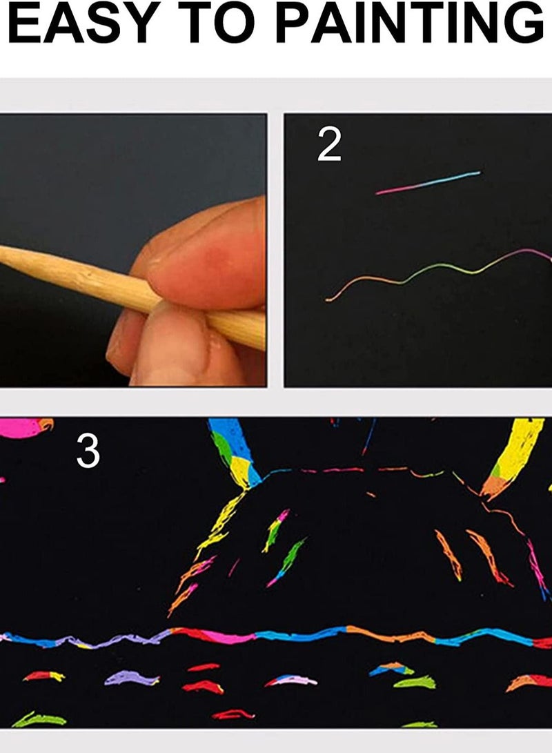 KASTWAVE Scratch Art Books For Kids Crafts For Kids Arts And Crafts For KidsScratch Art Paper Large Black Magic Rainbow Painting Boards 2 Colorful Notebooks for Ages 3-11 Years Girls Or Boys - Image 5