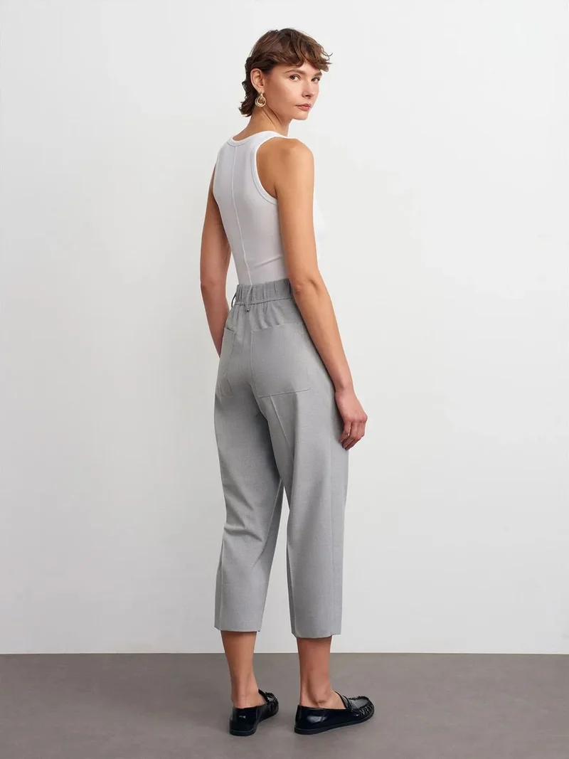 ديلفين DILVIN High-Waist Straight Capri Trousers