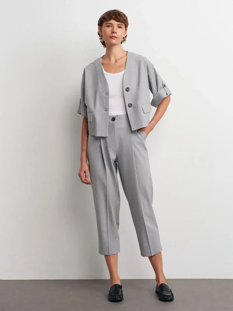 ديلفين DILVIN High-Waist Straight Capri Trousers