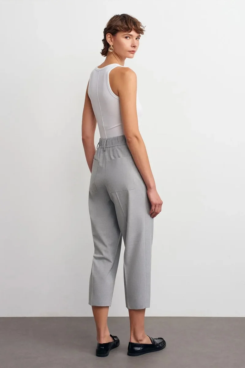 Dilvin Light Grey DILVIN High-Waist Straight Capri Trousers for Women | Best Price UAE