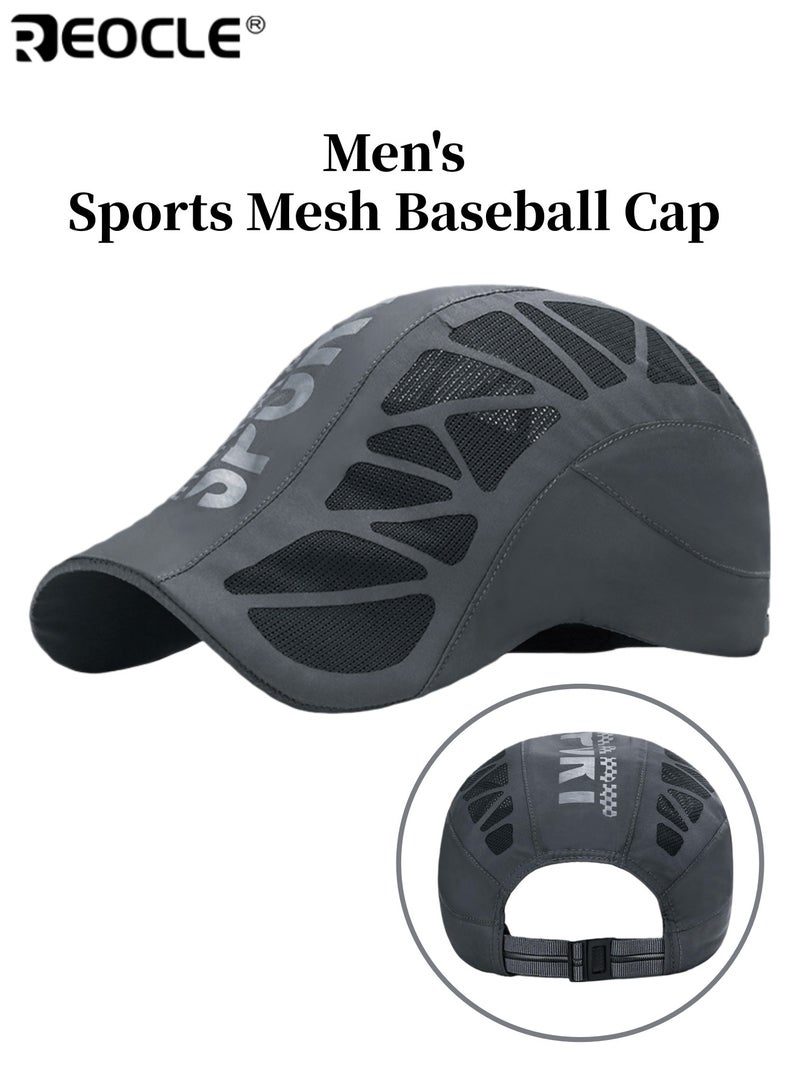 REOCLE Men’s Sports Mesh Baseball Cap Breathable and Quick-Dry Sun Protection Adjustable Snapback Polyester Fibre Suitable for Outdoor Golf and Running - Image 1