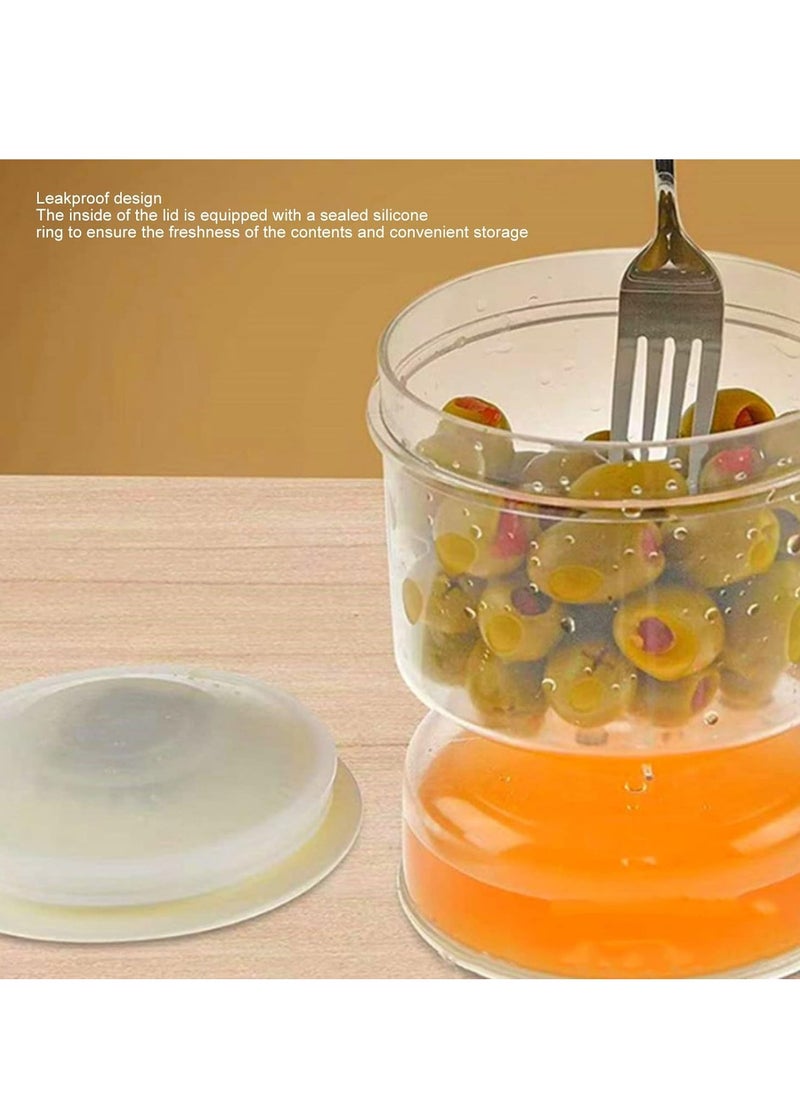 Oasisgalore Pickle Olive Hourglass Jar Juice Wet and Dry Separator Food Container with Strainer Flip Atight Lid  - Image 5