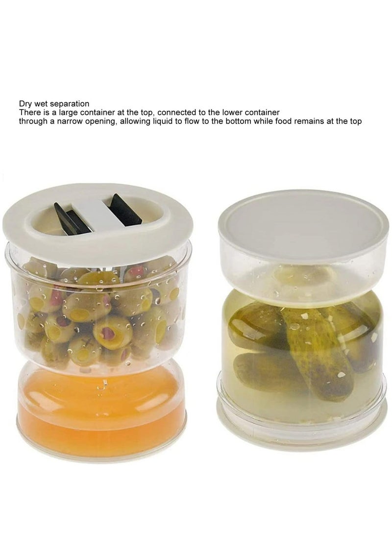 Oasisgalore - Pickle Olive Hourglass Jar Juice Wet and Dry Separator Food Container with Strainer Flip Atight Lid - Image 1