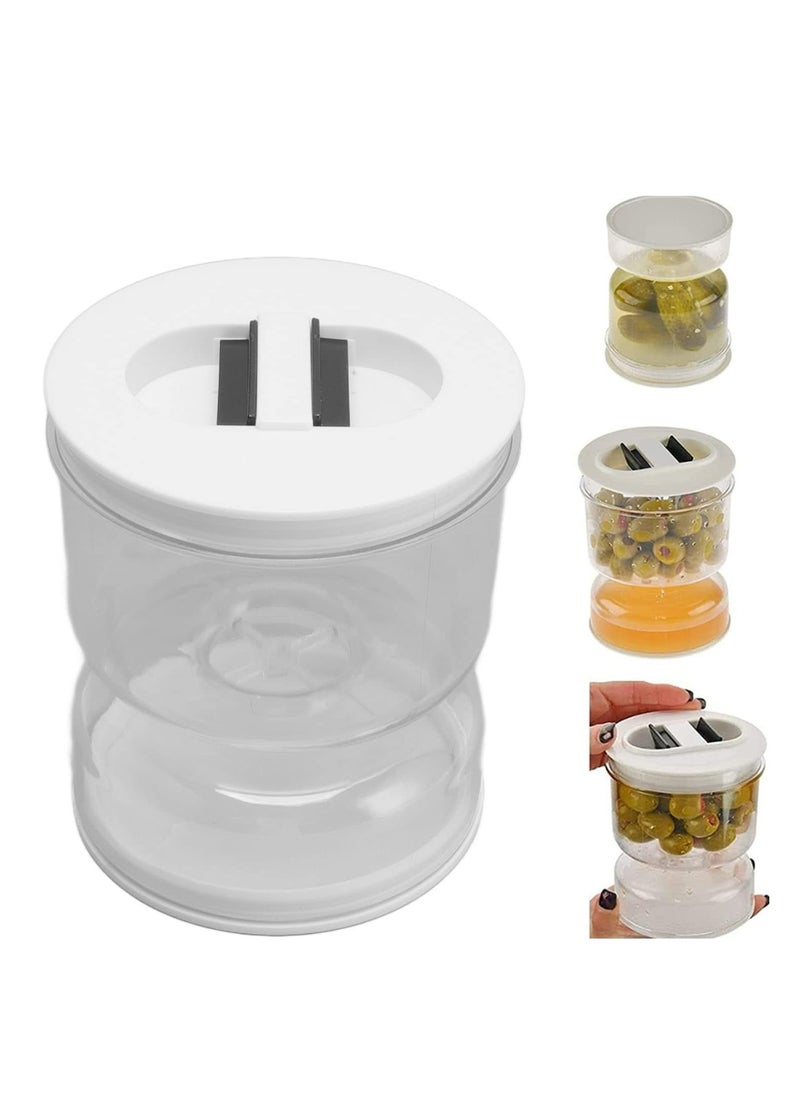 Oasisgalore - Pickle Olive Hourglass Jar Juice Wet and Dry Separator Food Container with Strainer Flip Atight Lid - Image 1