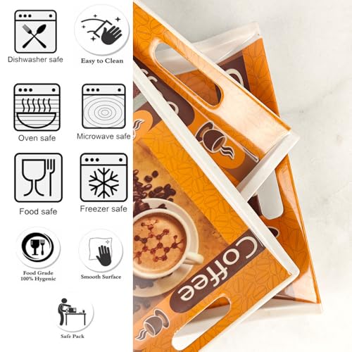 UPC U.P.C Tray Set for Serving, Tray for Multi-Use, Tray for Serving, Serving Tray Set of 3-(Small, Medium & Large) - Image 2