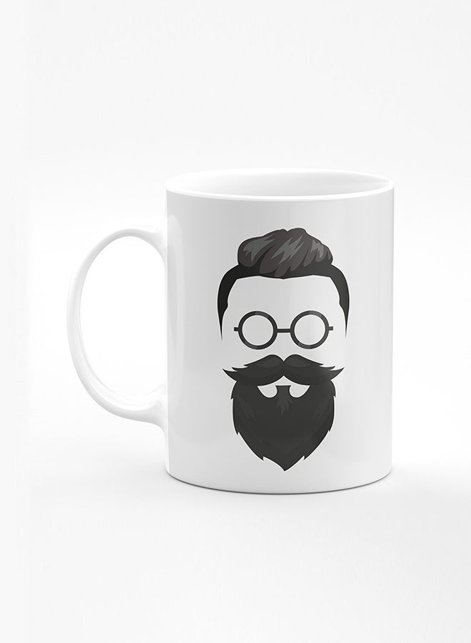 Stylizedd Designer Printed Coffee Mug with Heavy Duty Handle 11oz Ceramic Personalised Gift Mugs Cup [Microwave Safe & Dishwasher Proof] - Beard Hipster  - Image 1