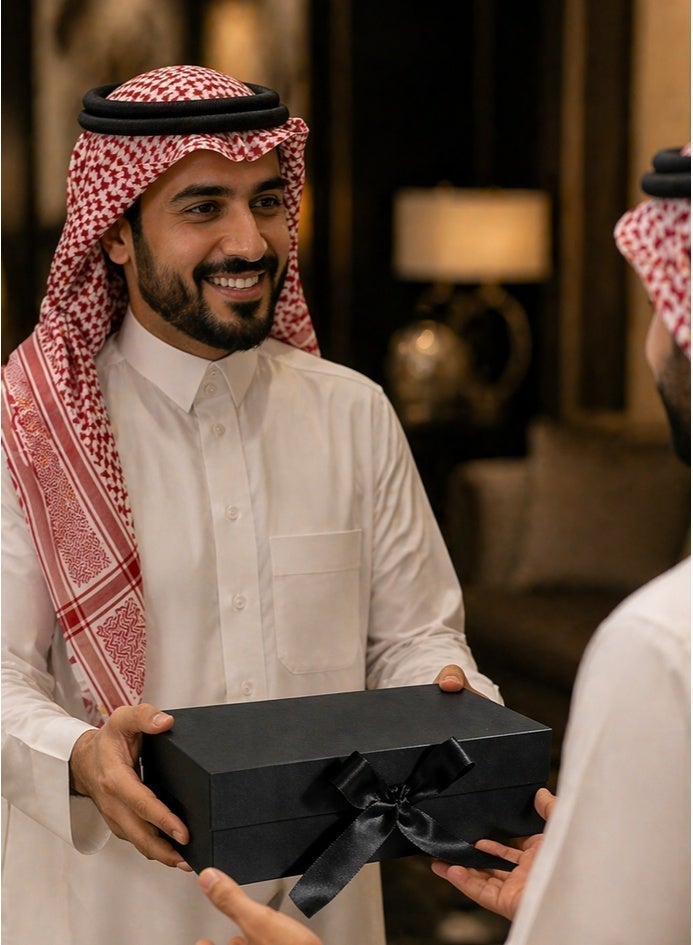 Neox صندوق هدية علبة هدايا علب هدايا، 31 ×26× 9 سم، صناديق هدايا بوكس هدايا كبير  علب هدايا للهدايا مع أغطية وإغلاق مغناطيسي، بوكس هديه مستطيلة الشكل وقابلة للطي، مثالية كعلبة هدايا للعريس أو لتقديمها كهدية في حفلات الزفاف أو رمضان أو أعياد الميلاد. - Image 2