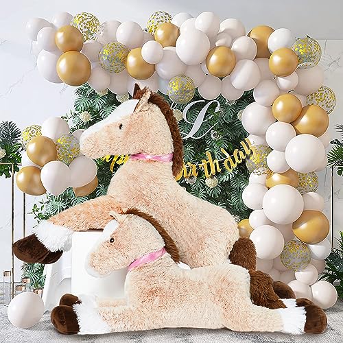 MaoGoLan Large Horse Stuffed Animal for Boy, Big Horse Plush Toy for Girl, Ridable Stuffy Pony for Kid, Stuffed Pony Plush Pillow for Baby Shower, Birthday Gifts or Party Favor, 33 inches, Brown - Image 4