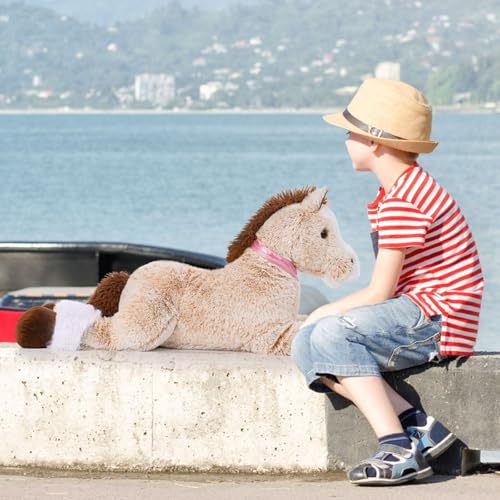 MaoGoLan Large Horse Stuffed Animal for Boy, Big Horse Plush Toy for Girl, Ridable Stuffy Pony for Kid, Stuffed Pony Plush Pillow for Baby Shower, Birthday Gifts or Party Favor, 33 inches, Brown - Image 2