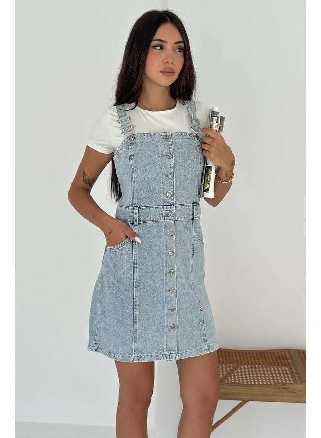 نوا نوا فستان جينز بكم زر أمامي للنساء – Denim Days