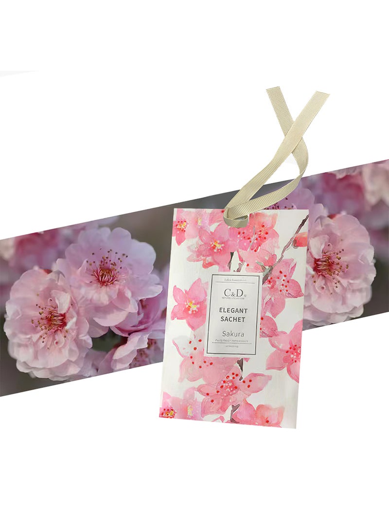 Elegant Sachet, Hanging Air Deodorizer Freshener Car Scent for Drawers, Wardrobes, Cars (Cherry Blossom)  - Image 1