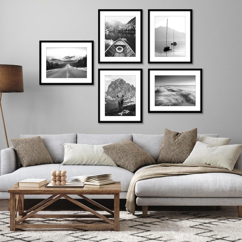 Americanflat إطار صور أمريكان فلات 16x20 مع زجاج أكريليك مصقول - مجموعة من 5 - يمكن استخدامه كإطار 12x16 مع مات أو عرض صورة 16x20 بدون مات - مجموعة غاليريا - إطارات صور لعرضها على الحائط - أسود - Image 5
