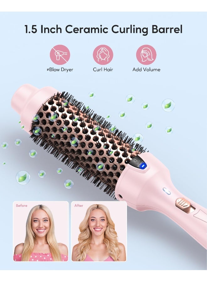 wavytalk فرشاة ويفي توك الحرارية 15 بوصة بتقنية الأيونات السلبية لخلق مظهر تصفيف الشعر تجعل الشعر أكثر لمعانًا ونعومة جهد مزدوج سهلة الاستخدام باللون الوردي - Image 3