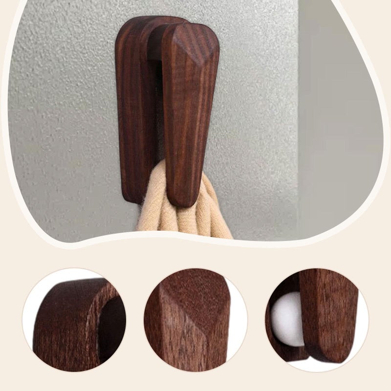 Self Adhesive Towel Hook Wood Clip Holder Keeps Towels From Falling Coffee Color - Image 4