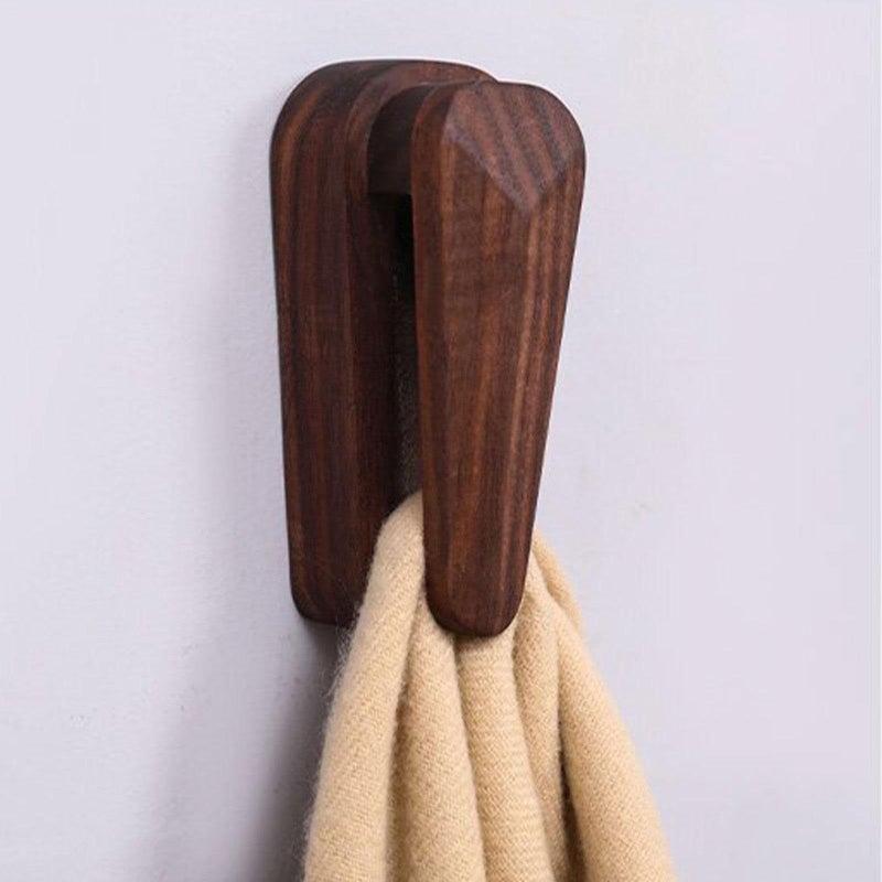 Self Adhesive Towel Hook Wood Clip Holder Keeps Towels From Falling Coffee Color - Image 3