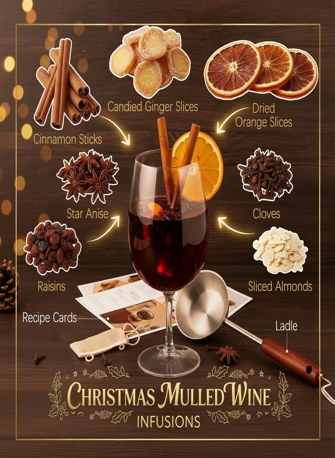Apragaz Mulled Wine Spices Kit, Mulling Spices for Apple Cider with Cinnamon, Orange Slices, Star Anise, Cloves, Raisins, Candied Ginger & Almonds, Mulled Wine Kit for Hot Toddy, Cocktail, Christmas Drink - Image 2