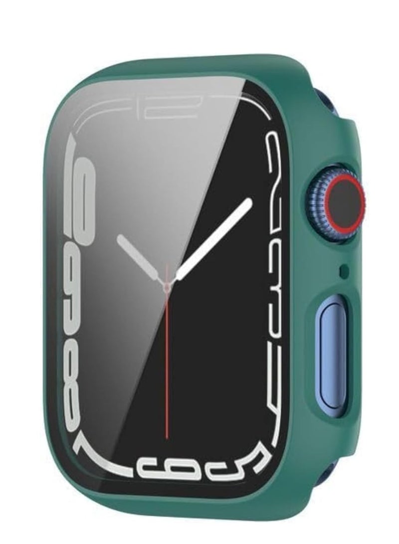 Case Compatible with Apple Watch 44mm Series SE 6 5 4, Matte Hard Cover, Built in Tempered Glass Screen Protector, Full Protection, Green - Image 2
