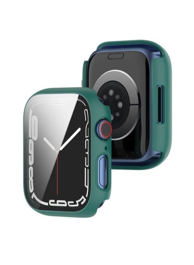 Case Compatible with Apple Watch 44mm Series SE 6 5 4, Matte Hard Cover, Built in Tempered Glass Screen Protector, Full Protection, Green - Image 3