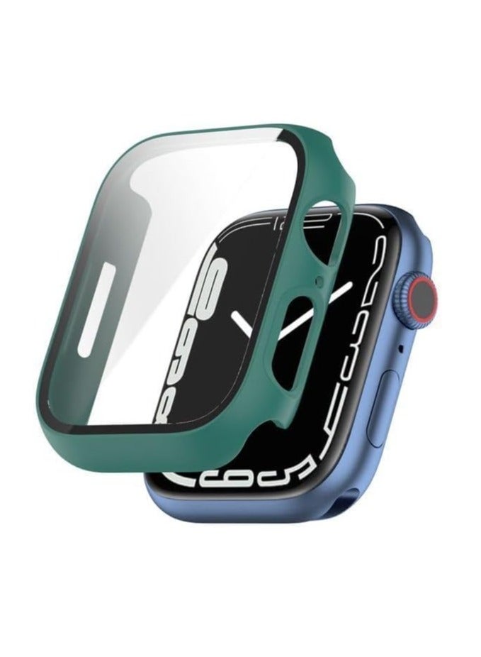 Case Compatible with Apple Watch 44mm Series SE 6 5 4, Matte Hard Cover, Built in Tempered Glass Screen Protector, Full Protection, Green - Image 4